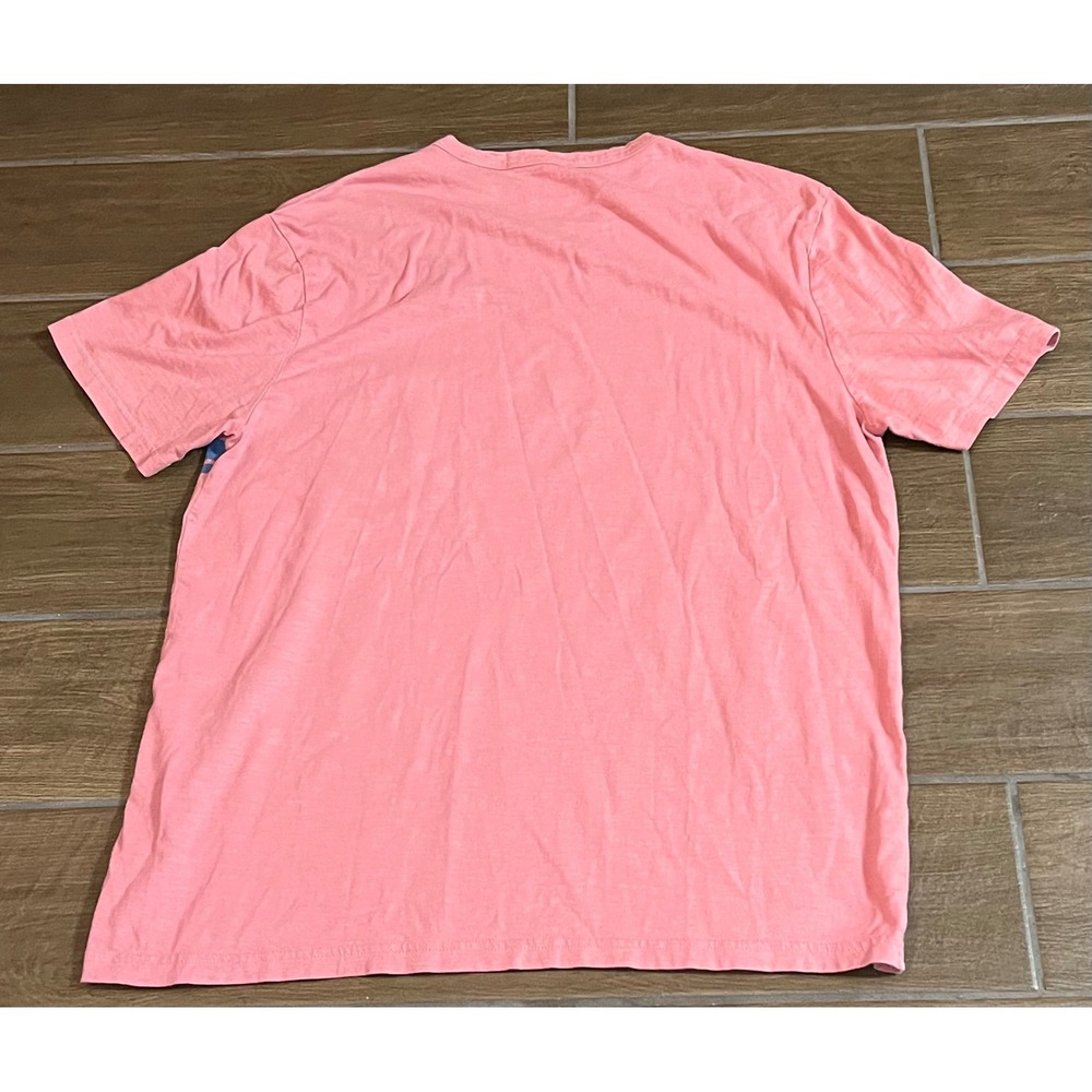 Faherty Sunwashed Organic Cotton Pocket Tee Mens Large Pink Blue Stripe Shirt - Picture 5 of 6